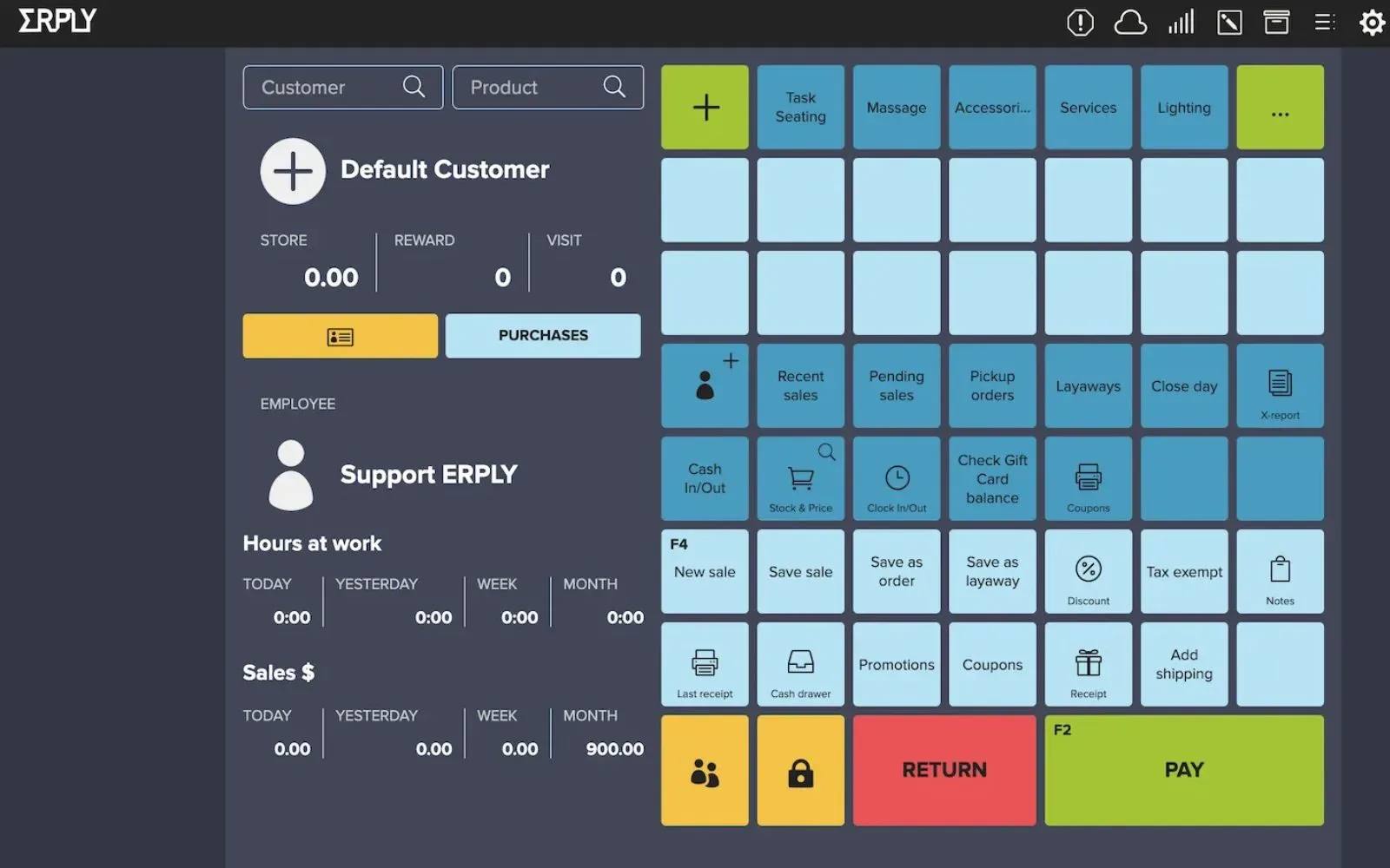 L'interface ou le terminal ERPLY