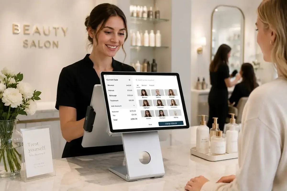 The reception of an equipped salon