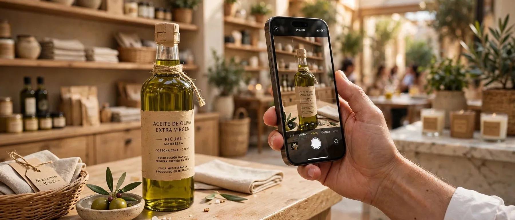 A product shot taken on a phone, in natural light, in a shop