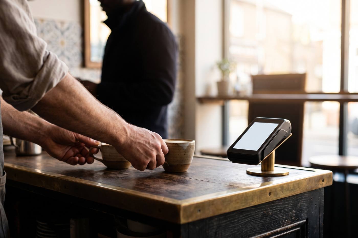 El trabajo diario en un café y bar
