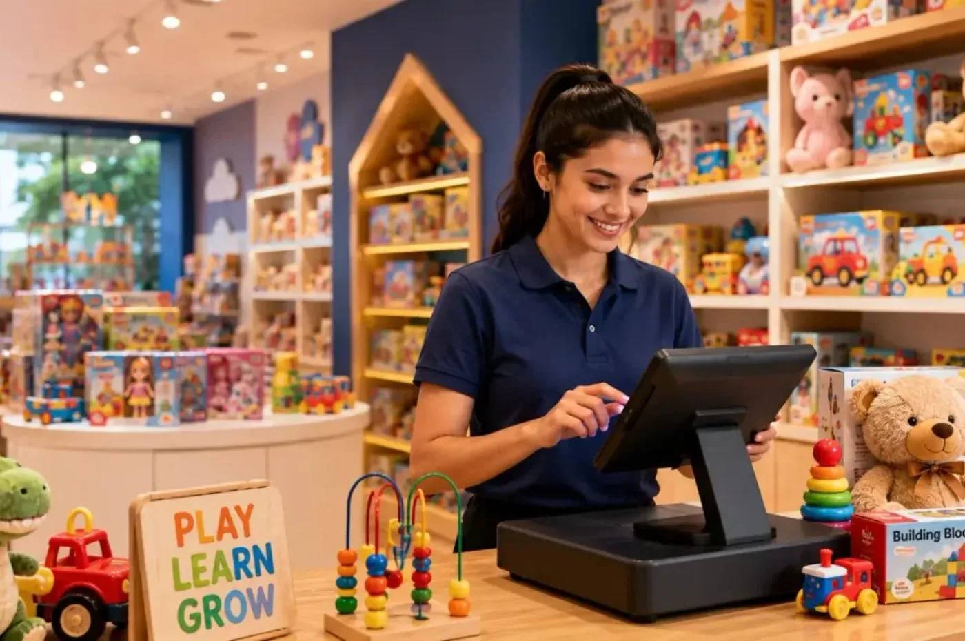 Le travail quotidien dans un établissement de type magasin de jouets